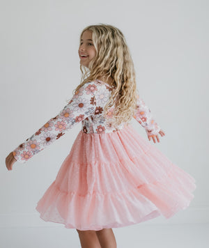 Pink Floral Tulle Dress
