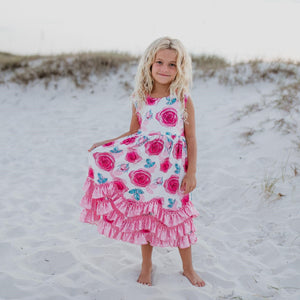 Pink Rose 3 Ruffle Dress