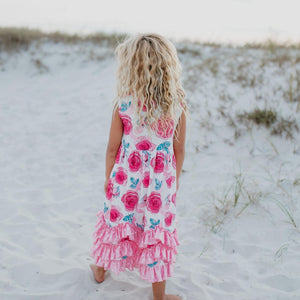 Pink Rose 3 Ruffle Dress