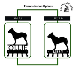 Pit Bull Terrier Personalized Key Holder and Leash Hanger -  5 Hooks