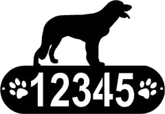 Longhaired Pointer Dog PAWS House Address Sign or Name Plaque