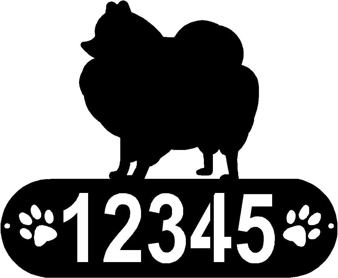 Pomeranian Dog PAWS House Address Sign or Name Plaque