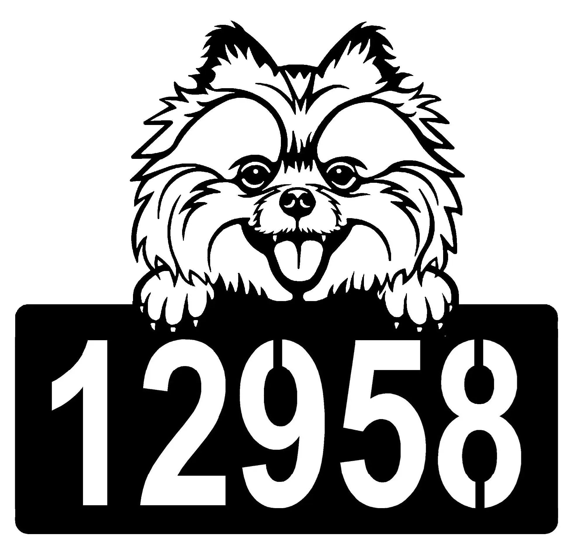 Pomeranian Address Sign - Detailed Dog Design with Custom House Numbers