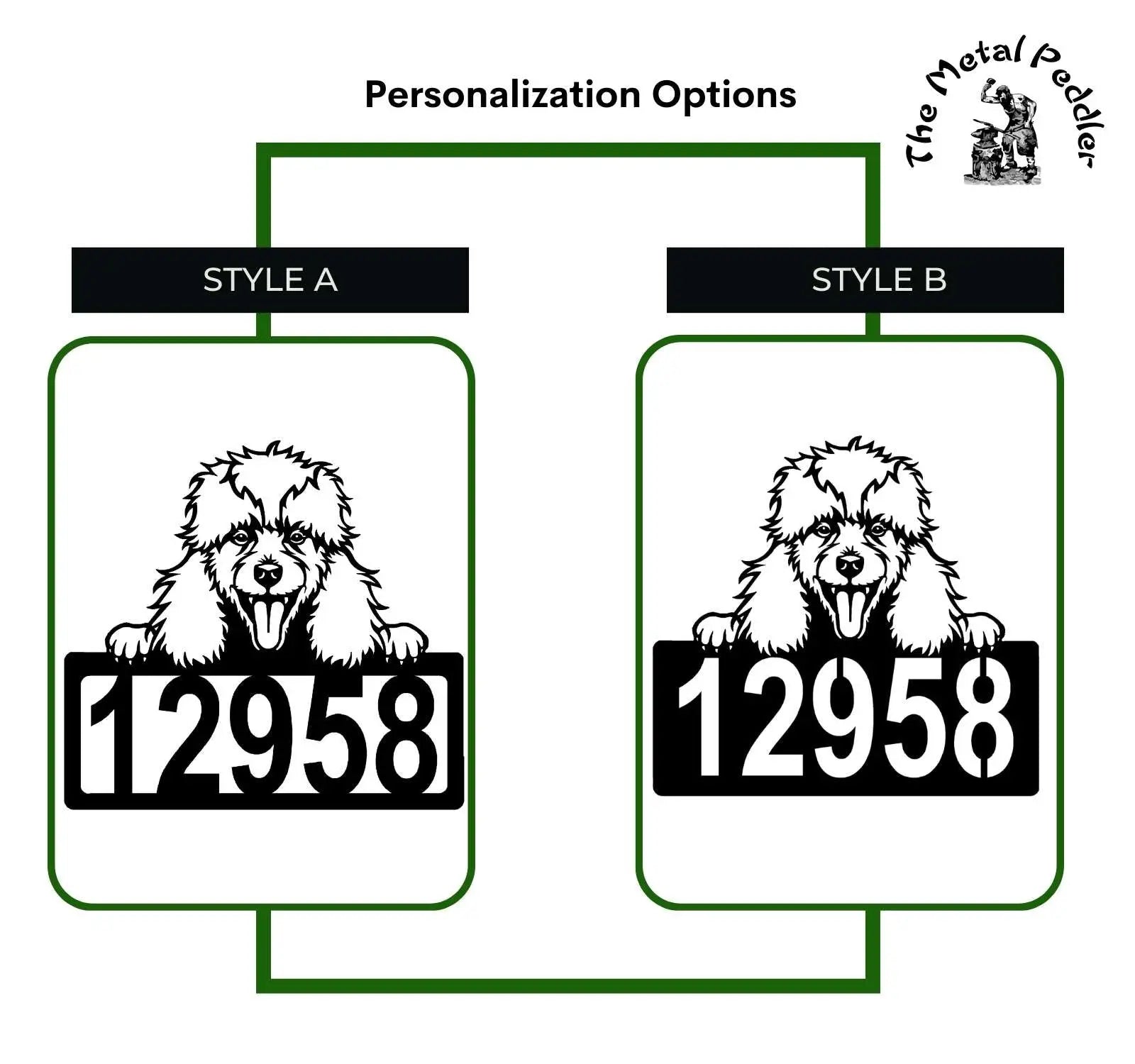 Poodle Address Sign - Detailed Dog Design with Custom House Numbers