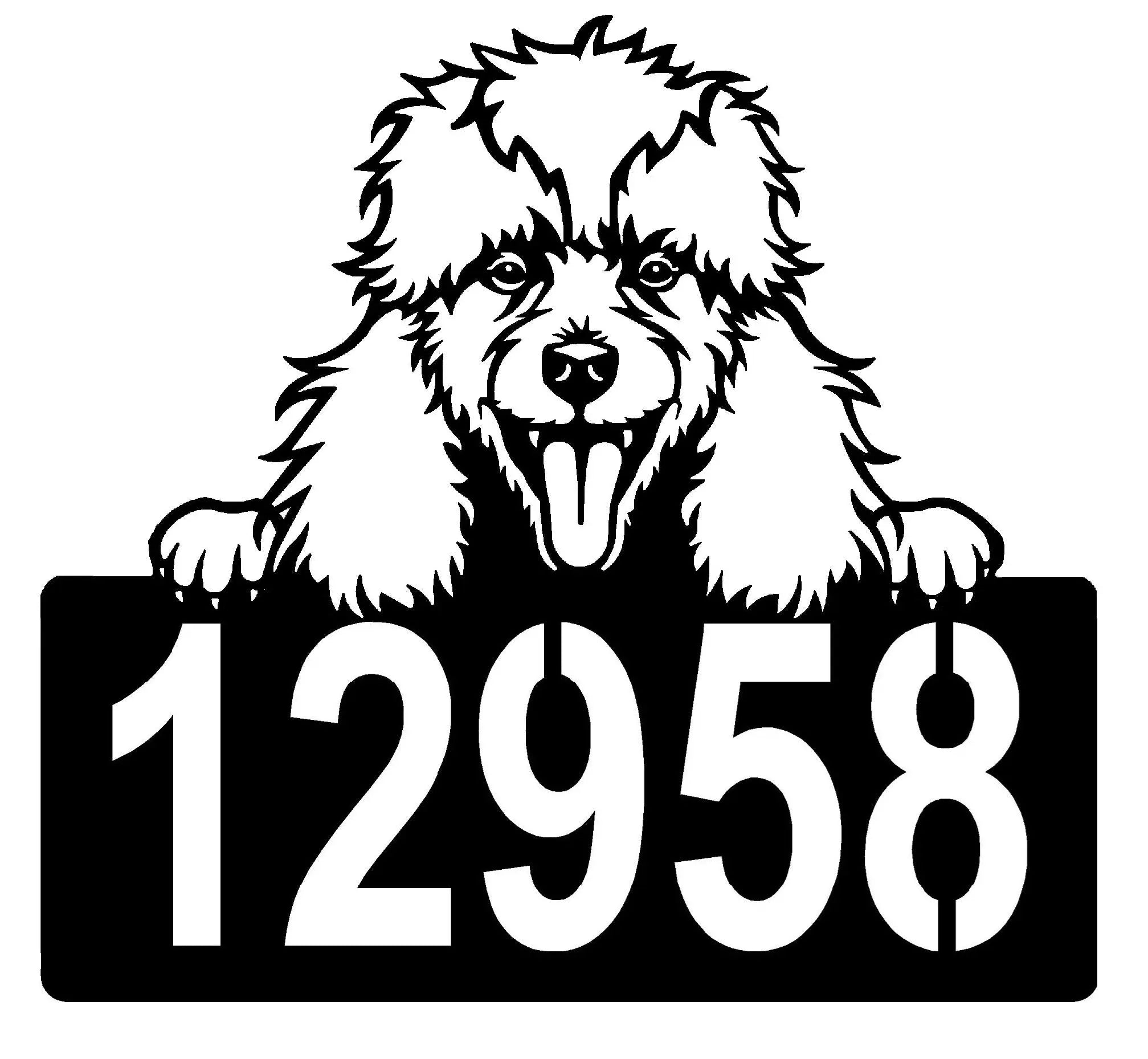 Poodle Address Sign - Detailed Dog Design with Custom House Numbers