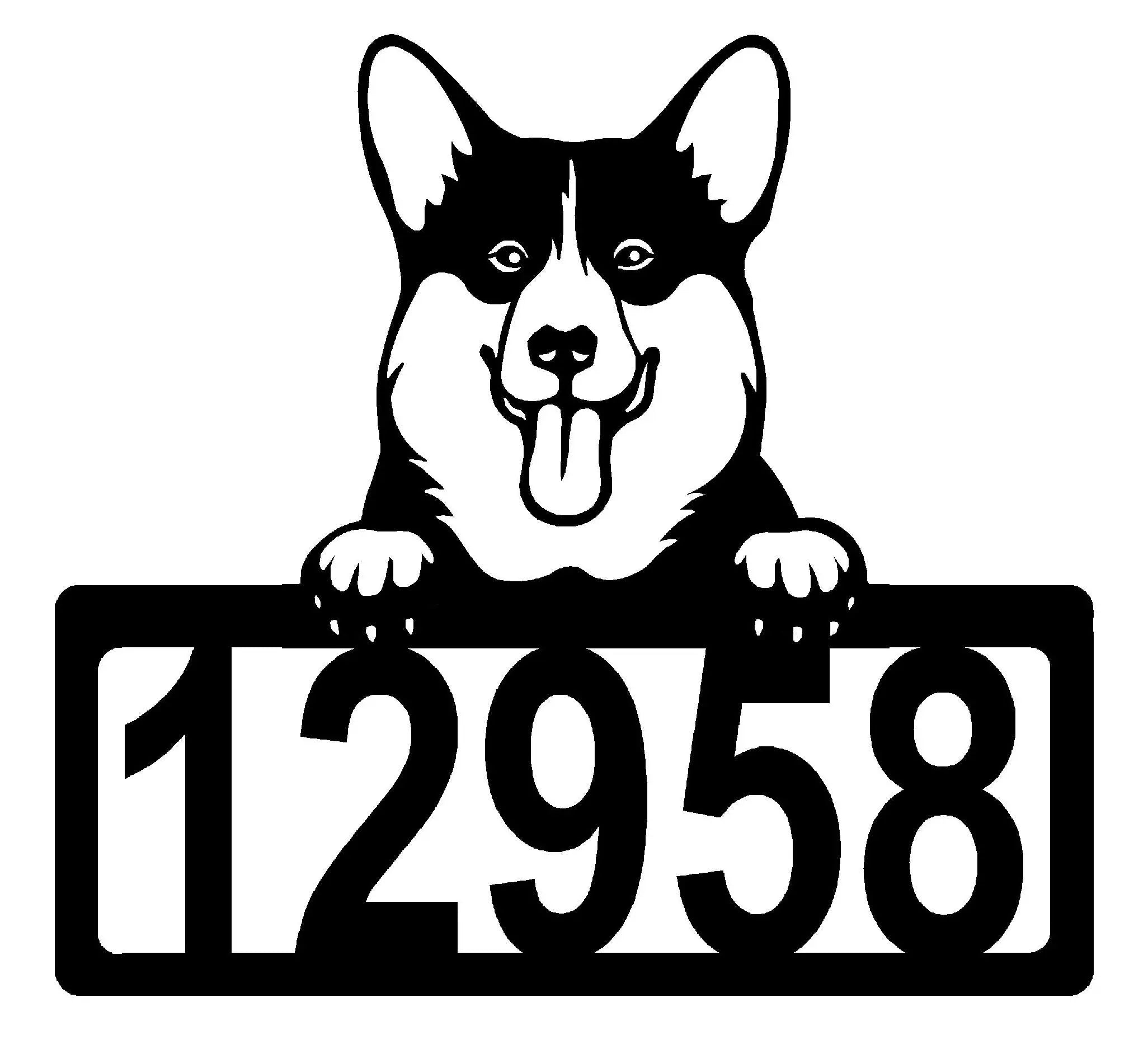 Pembroke Welsh Corgi Address Sign - Detailed Dog Design with Custom House Numbers
