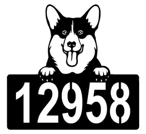 Pembroke Welsh Corgi Address Sign - Detailed Dog Design with Custom House Numbers