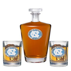 University of North Carolina Royal Decanter with 2 Glasses