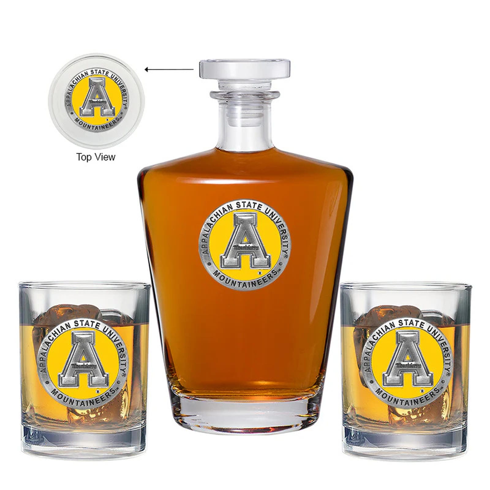 Appalachian State University Royal Decanter with 2 Glasses