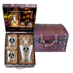 Appalachian State University Royal Decanter and 2 Glasses with Chest Box