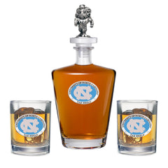 University of North Carolina Royal Decanter with 3D Top & 2 Glasses