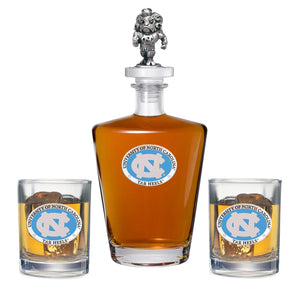 University of North Carolina Royal Decanter with 3D Top & 2 Glasses