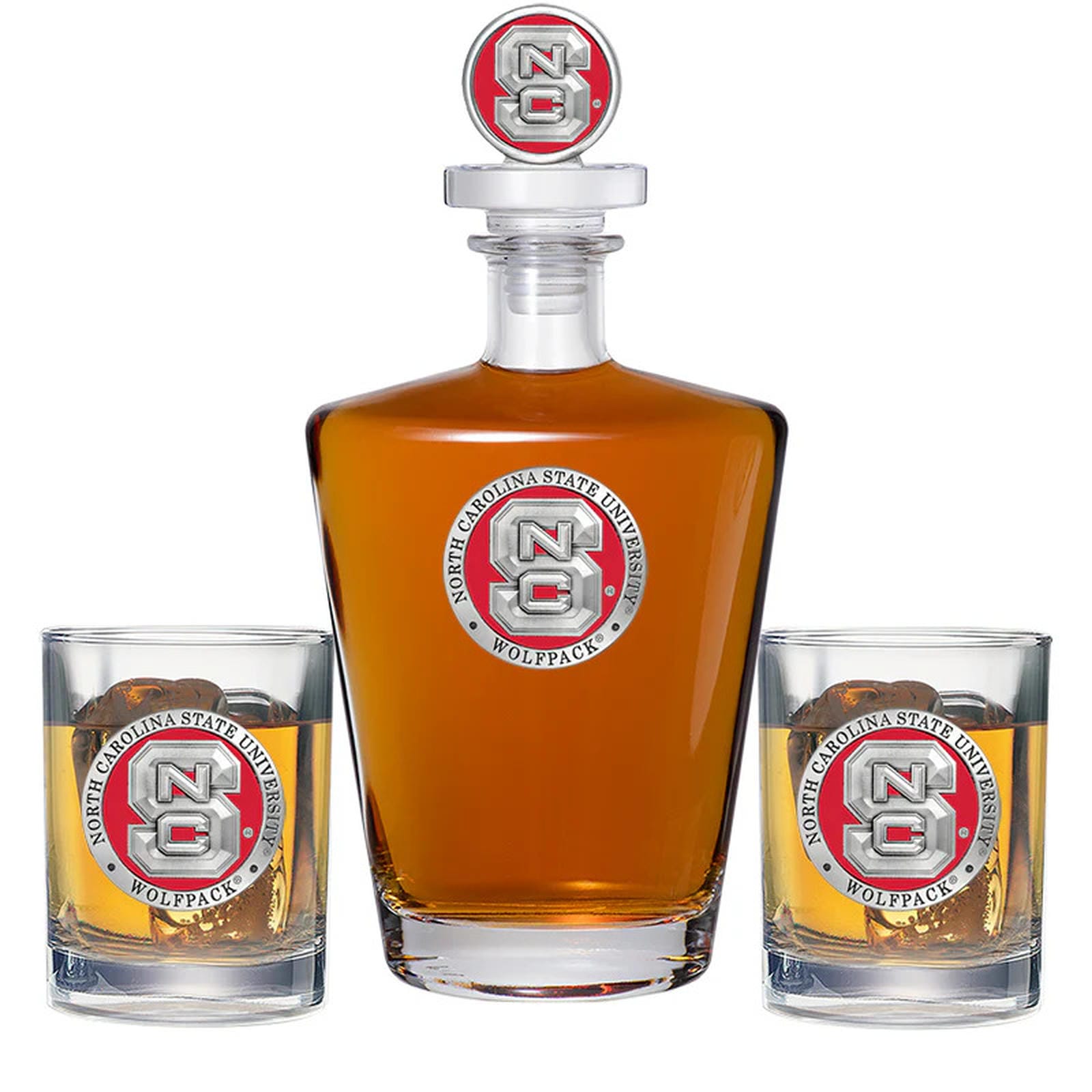 North Carolina State University Royal Decanter with 3D Top & 2 Glasses