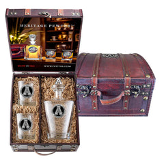 Appalachian State University Royal Decanter with 3D Top and 2 Glasses w/ Chest Box