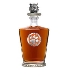 Clemson University Royal Decanter w/ Tiger Head 3D Top-Diamond Accents
