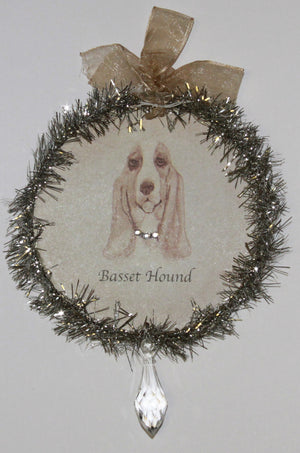 Rudolph & Me Dog Christmas Ornament - Basset Hound (GW12) - Front