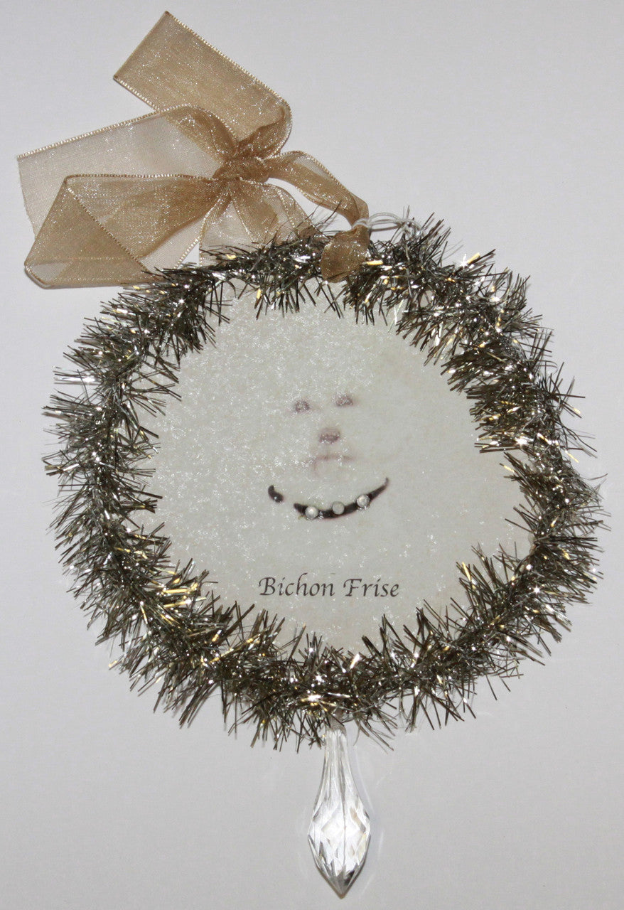Rudolph & Me Dog Christmas Ornament - Bichon Frise (GW14) - Front