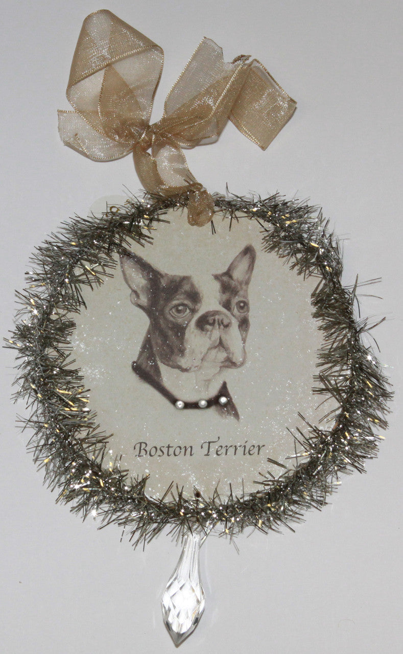 Rudolph & Me Dog Christmas Ornament - Boston Terrier (GW15) - Front