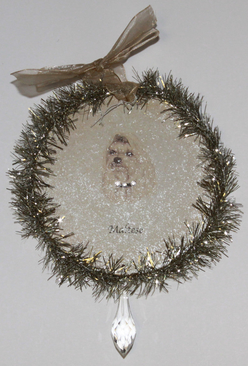 Rudolph & Me Dog Christmas Ornament - Maltese (GW32) - Front