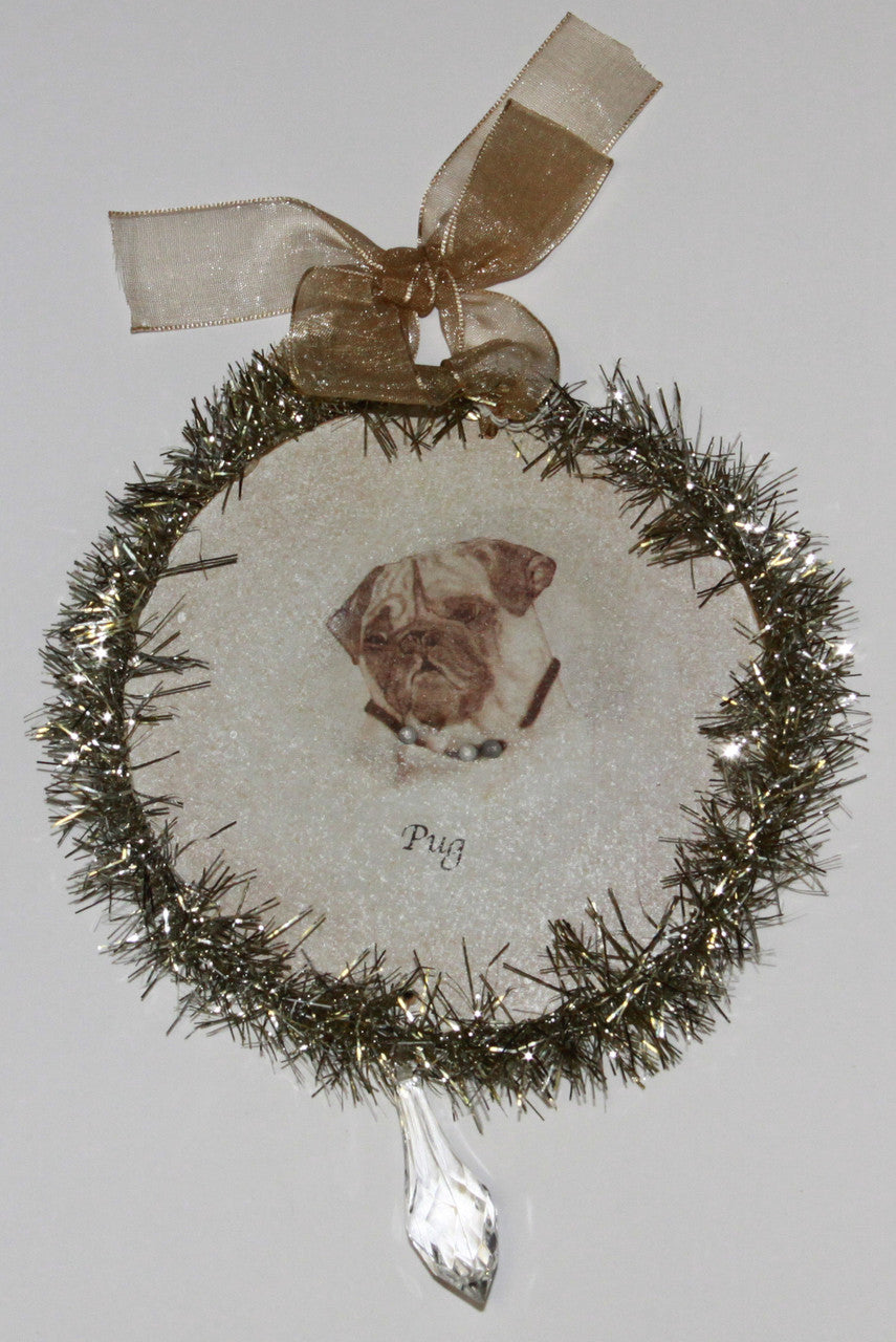 Rudolph & Me Dog Christmas Ornament - Pug (GW37) - Front