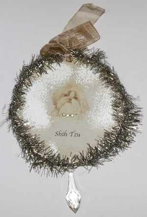 Rudolph & Me Dog Christmas Ornament - Shih Tzu (GW42) - Front