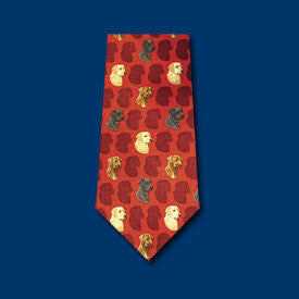 Red Silk Tie - Labrador Retriever