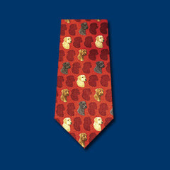 Red Silk Tie - Labrador Retriever