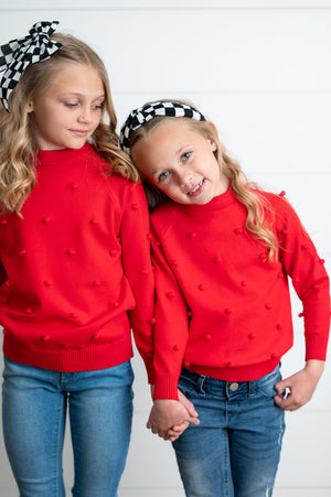 Red Pom Sweater