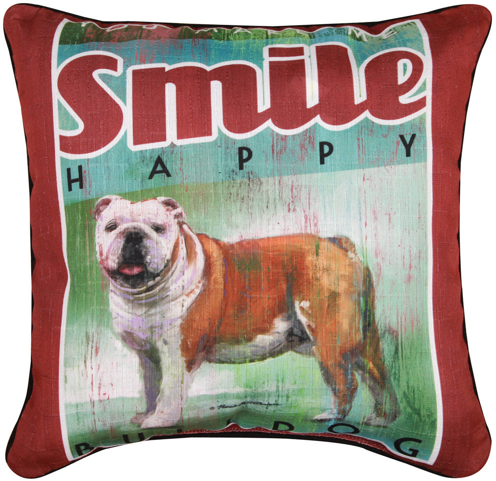 Dog Crossing 18in Decorative Pillow - Bulldog (SLDCBD)