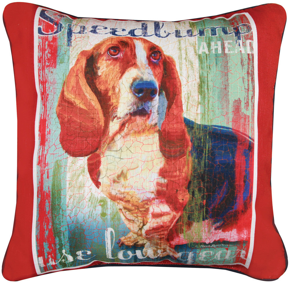 Dog Crossing 18in Decorative Pillow - Basset Hound (SLDCBH)