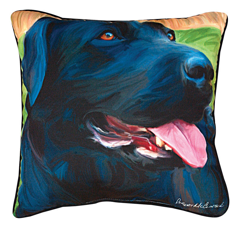 Paws & Whiskers 18in Pillow - Handsome Lab Black Lab (SLHLB)