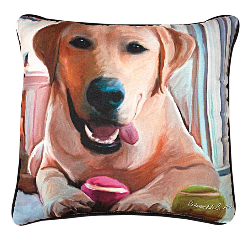 Paws & Whiskers 18in Pillow - Tennis Anyone Yellow Lab (SLTAYL)