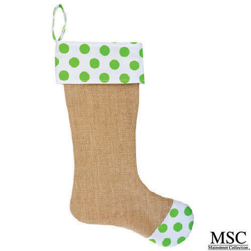 Dot Burlap Stocking - Lime (STDL/6932)