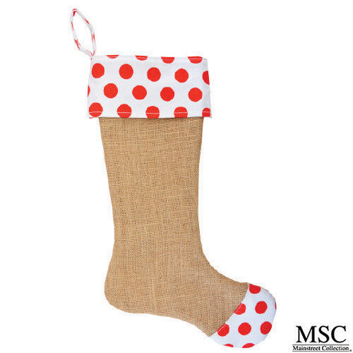Dot Burlap Stocking - Red (STDR/6931)