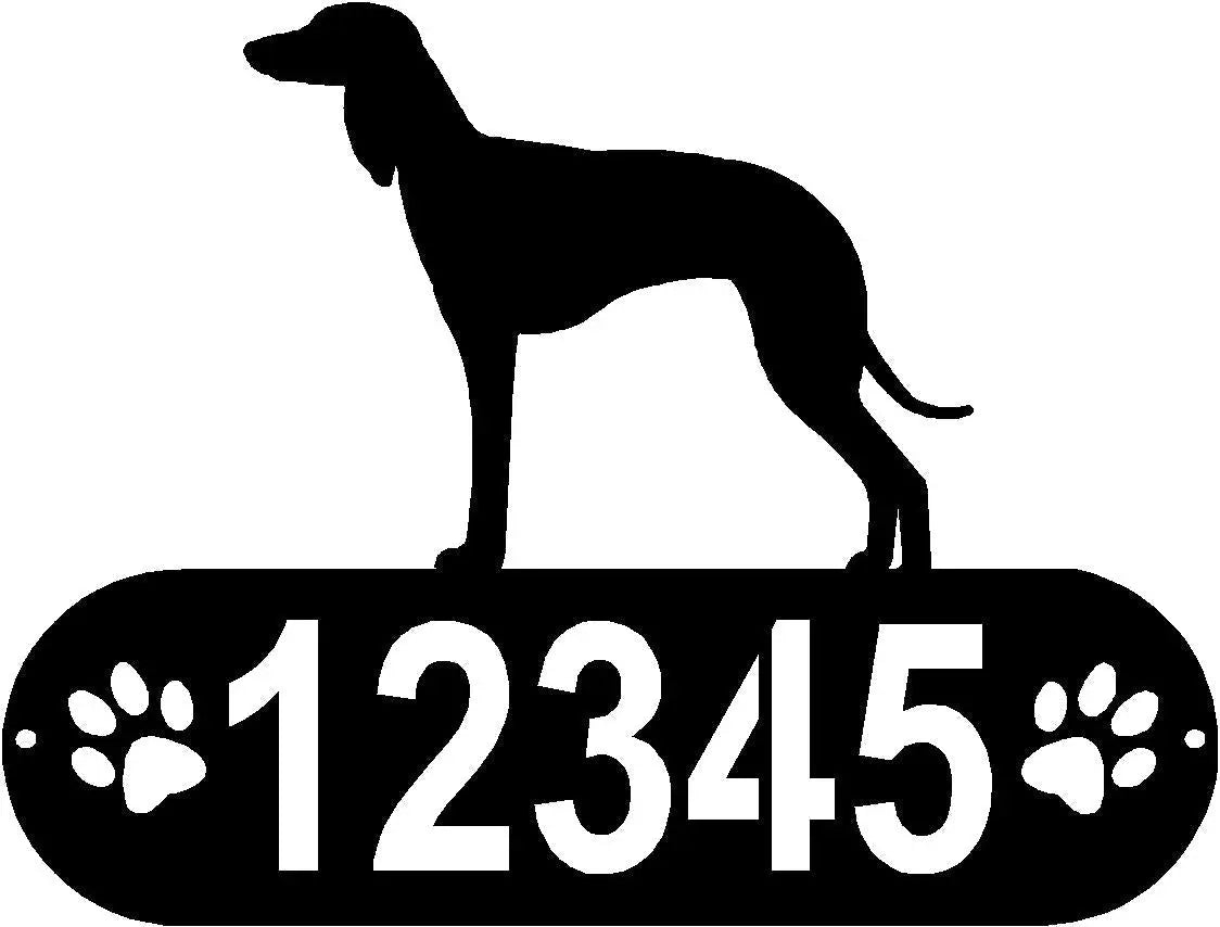 Saluki Dog PAWS House Address Sign or Name Plaque
