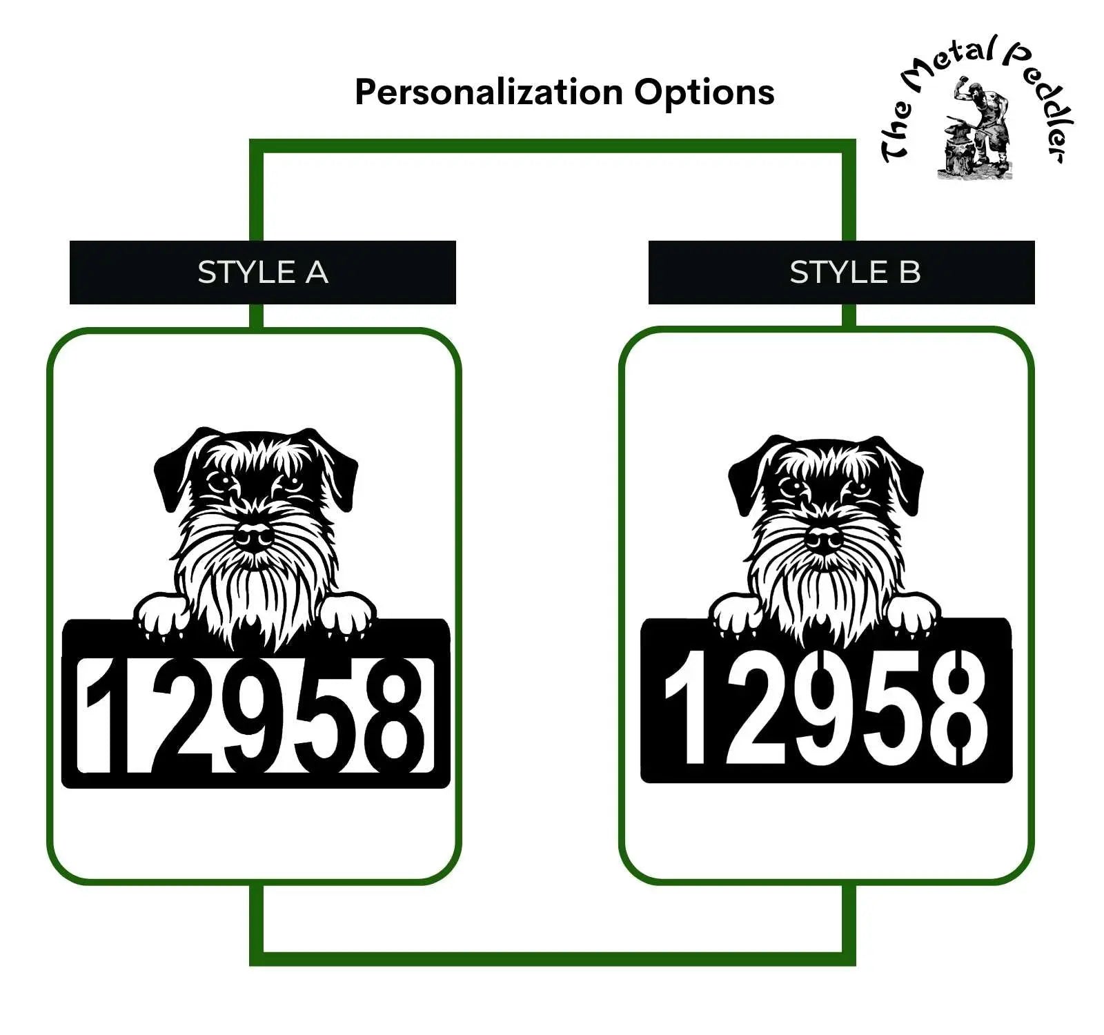 Schnauzer Address Sign - Detailed Dog Design with Custom House Numbers