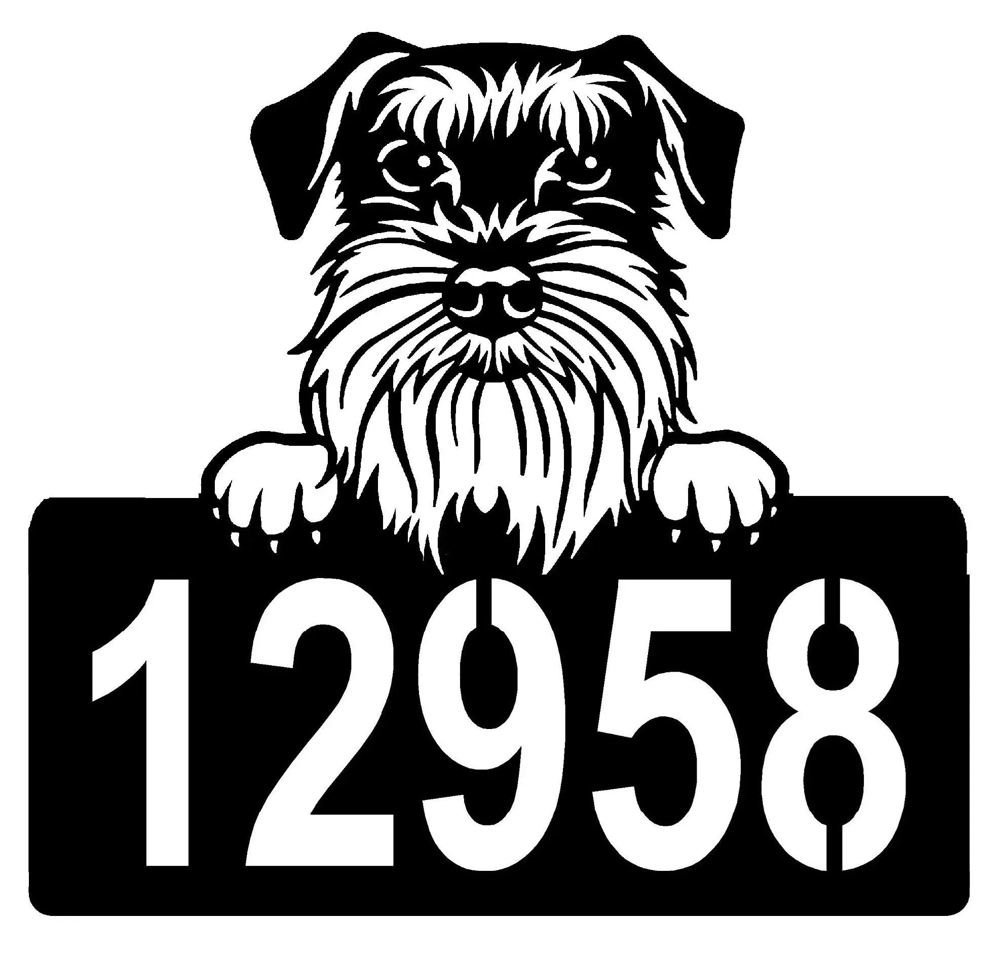 Schnauzer Address Sign - Detailed Dog Design with Custom House Numbers
