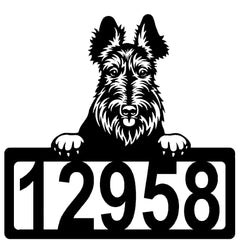 Scottish Terrier Address Sign - Detailed Dog Design with Custom House Numbers