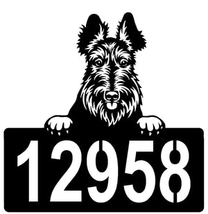 Scottish Terrier Address Sign - Detailed Dog Design with Custom House Numbers