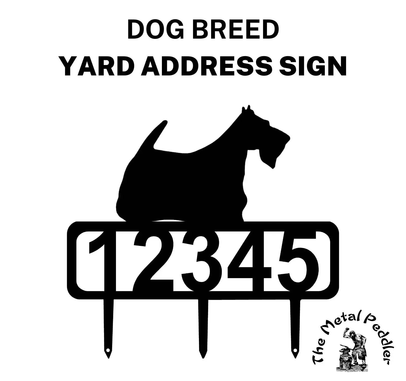 Scottish Terrier Yard Address Sign with Stakes