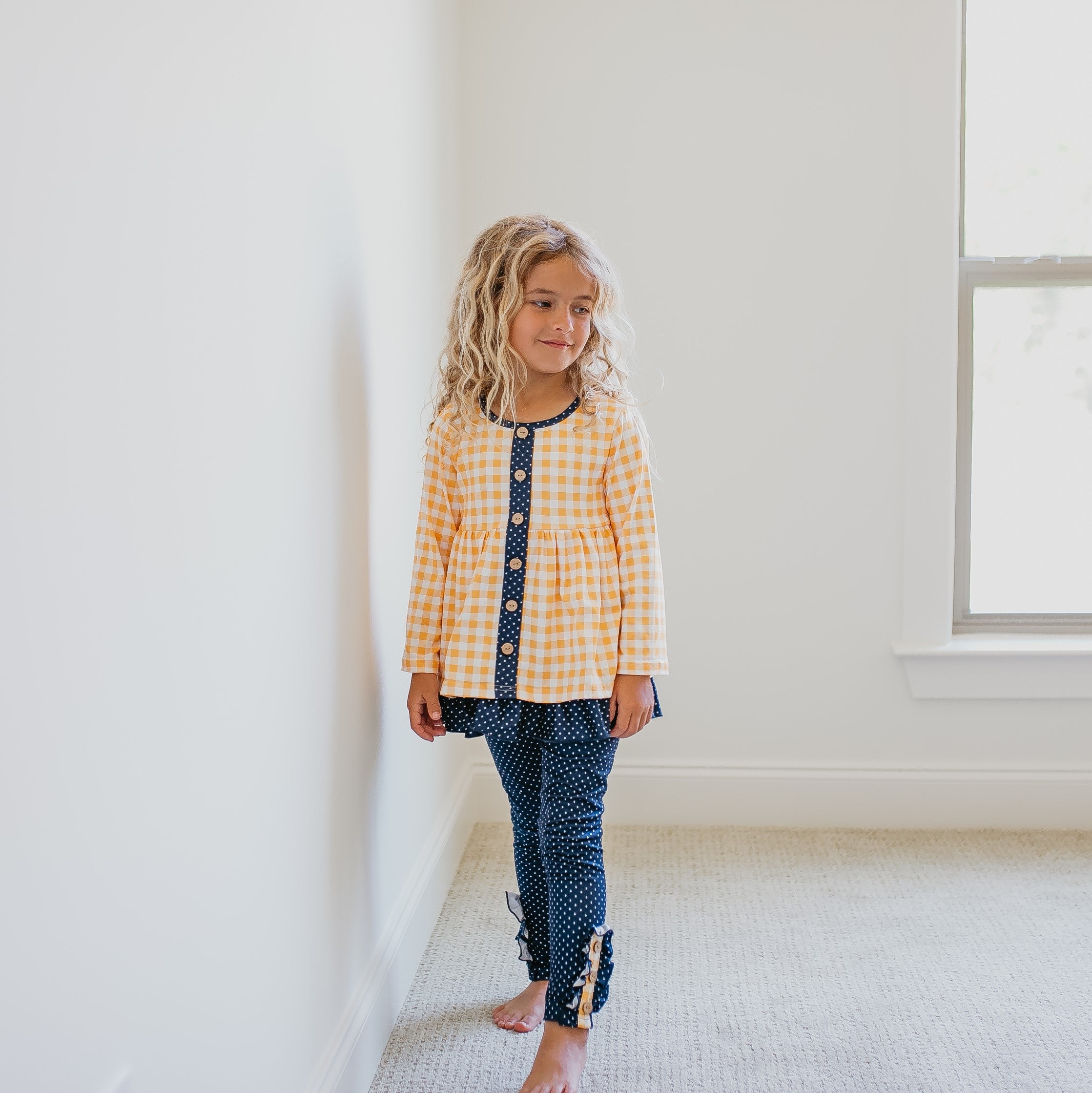 Mustard Gingham Check Set