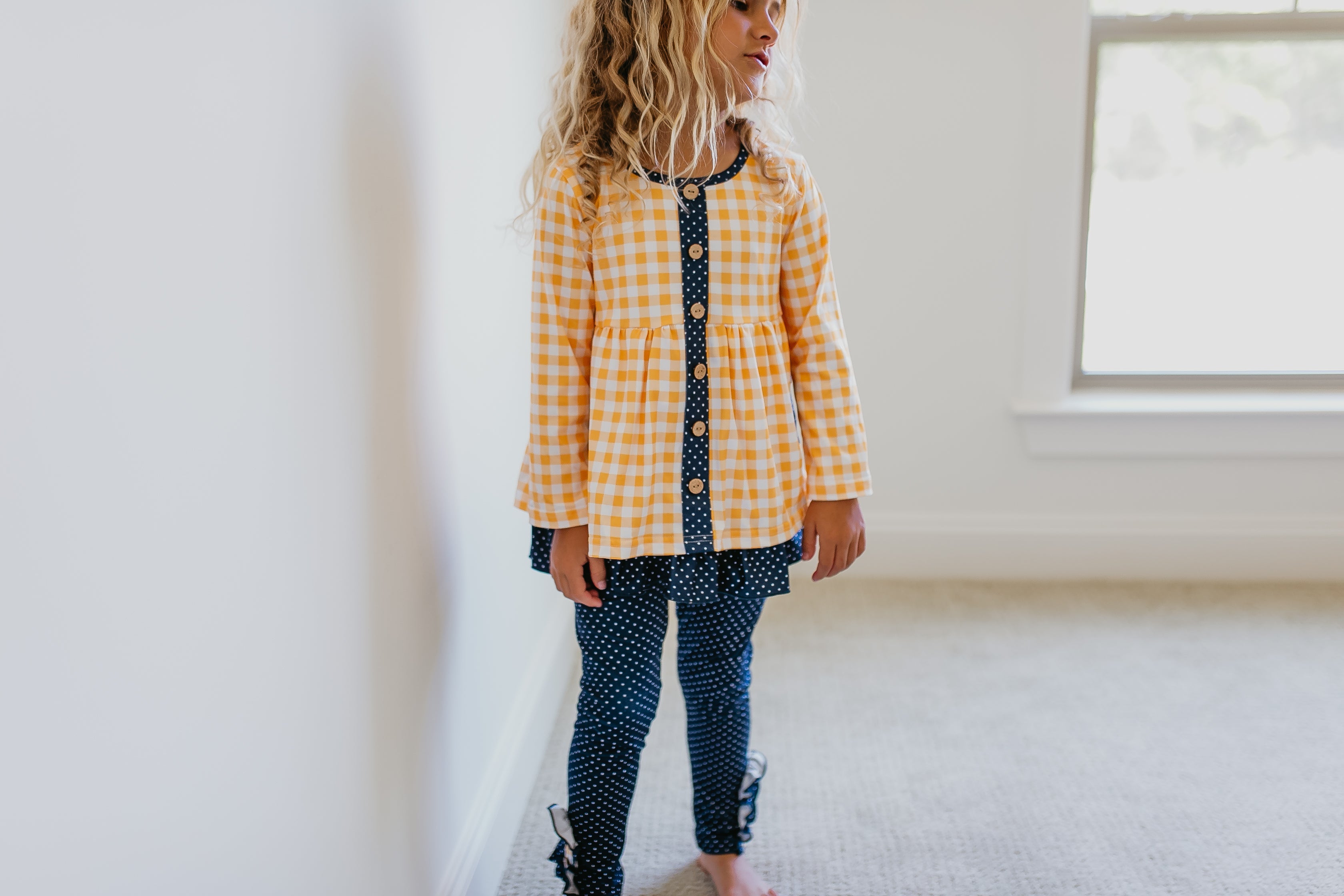 Mustard Gingham Check Set