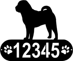 Shar Pei Dog PAWS House Address Sign