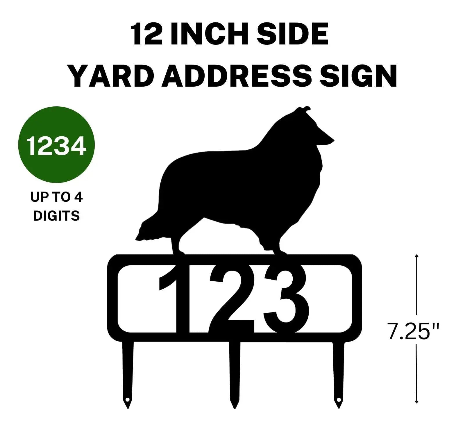 Sheltie Yard Address Sign with Stakes