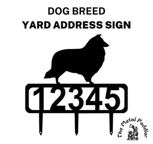 Sheltie Yard Address Sign with Stakes