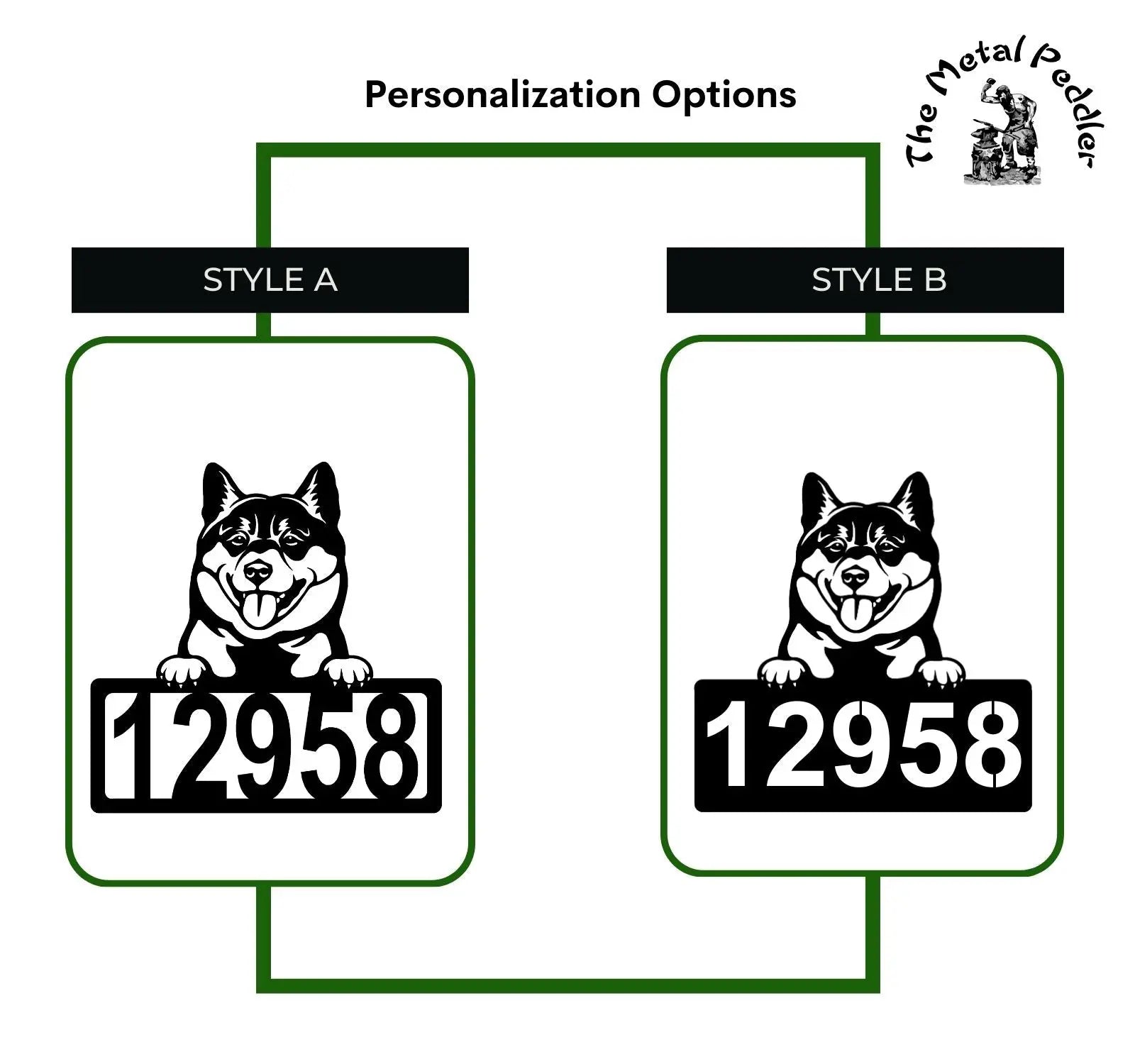 Shiba Inu Address Sign - Detailed Dog Design with Custom House Numbers