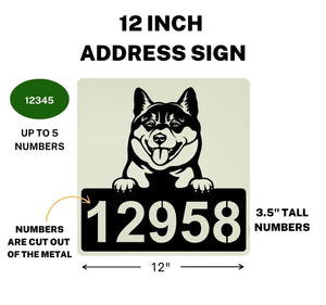 Shiba Inu Address Sign - Detailed Dog Design with Custom House Numbers
