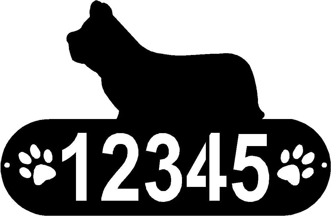 Skye Terrier Dog PAWS House Address Sign