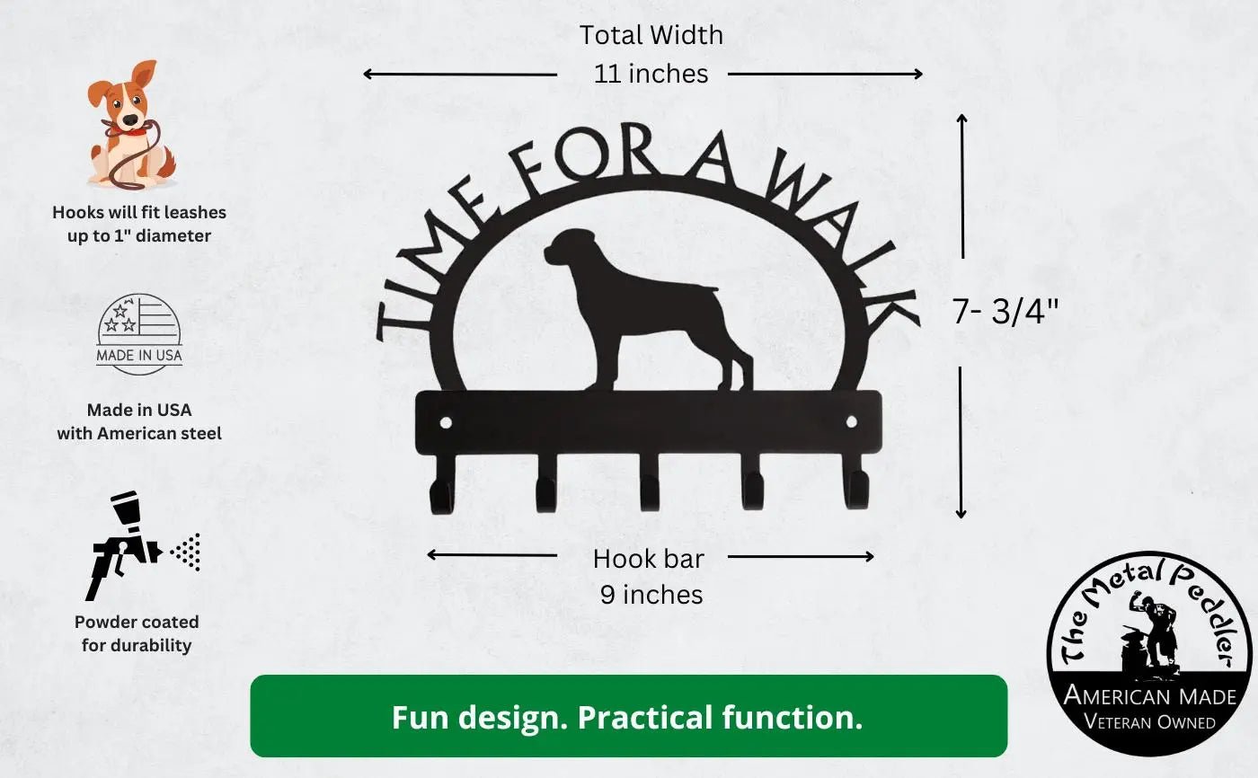 Rottweiler TIME FOR A WALK Dog Key Rack & Leash Holder