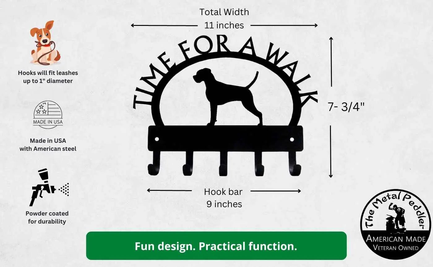 Boxer TIME FOR A WALK Dog Key Rack & Leash Holder